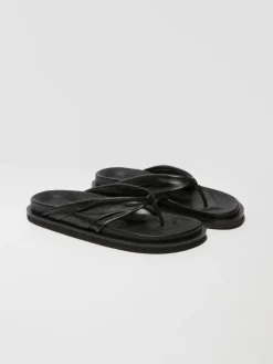 Nappa leather thong sandals - black