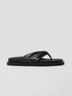 Nappa leather thong sandals - black
