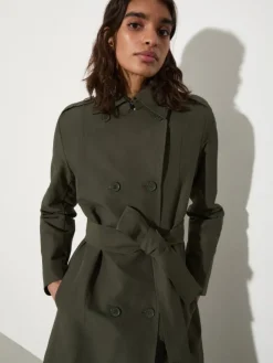 Ottoman midi trench coat - military green