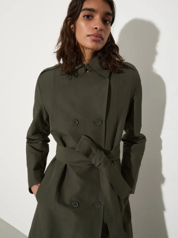 Ottoman midi trench coat - military green