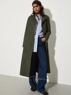 Ottoman midi trench coat - military green