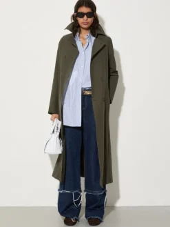Ottoman midi trench coat - military green
