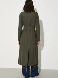 Ottoman midi trench coat - military green