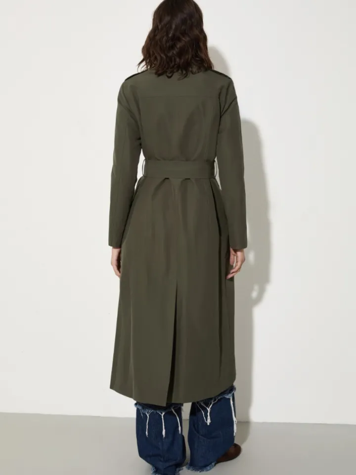 Ottoman midi trench coat - military green