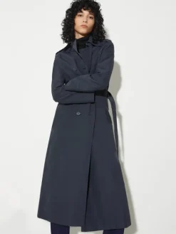 Ottoman midi trench coat - navy