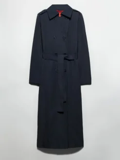 Ottoman midi trench coat - navy
