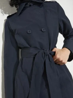 Ottoman midi trench coat - navy
