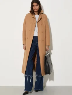 Ottoman midi trench coat - tobacco