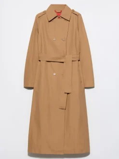 Ottoman midi trench coat - tobacco