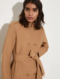 Ottoman midi trench coat - tobacco