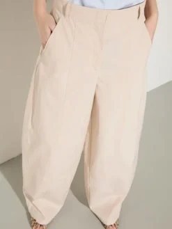 Oversized barrel-leg trousers - beige
