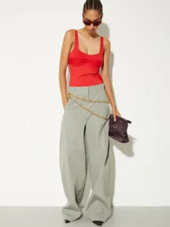 Oversized barrel-leg trousers - sage