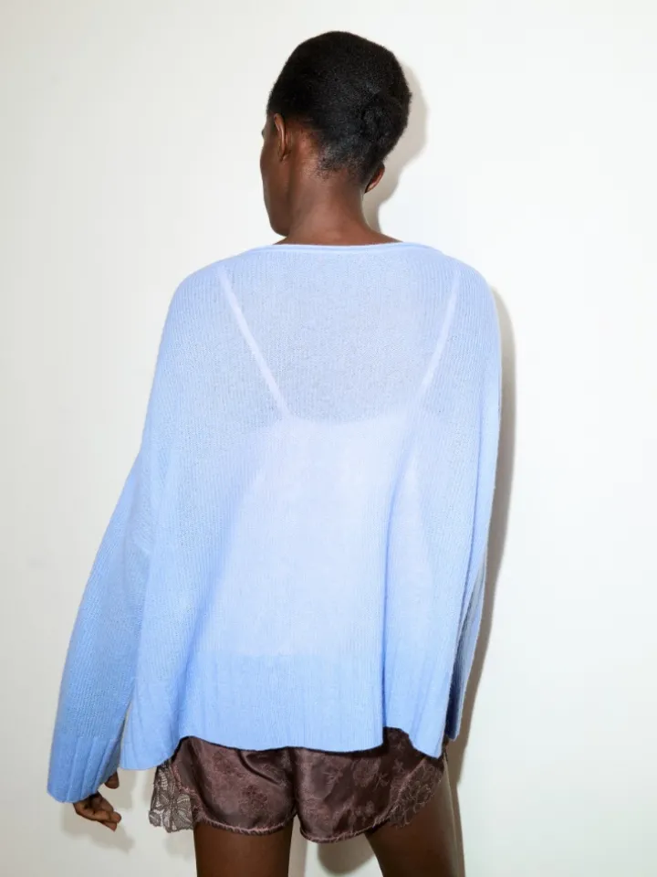 Oversized cashmere-blend jumper - sky blue
