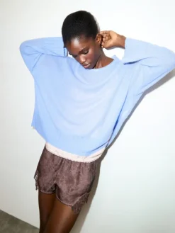 Oversized cashmere-blend jumper - sky blue