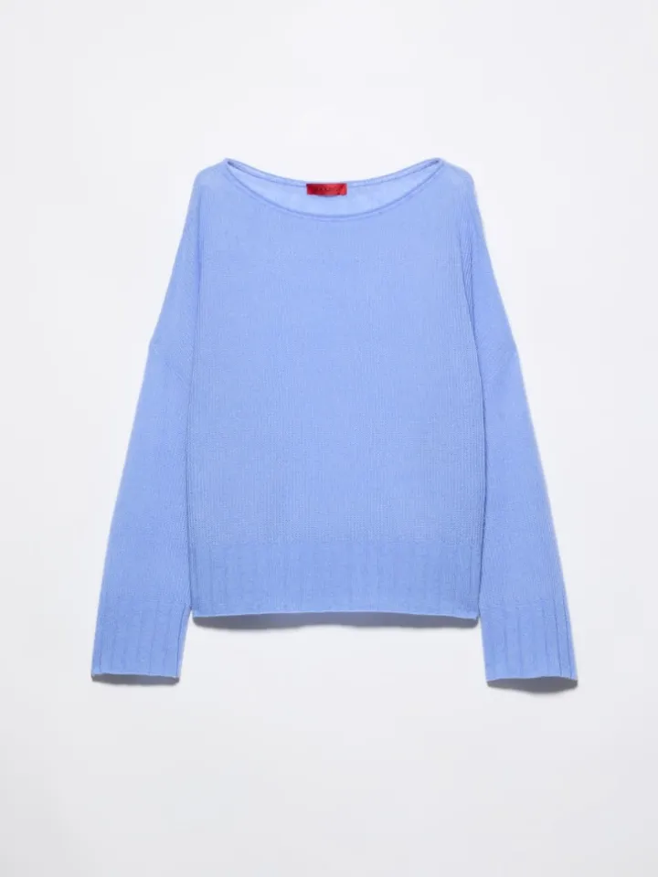 Oversized cashmere-blend jumper - sky blue