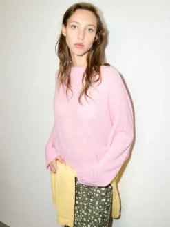 Oversized cashmere-blend jumper - pink