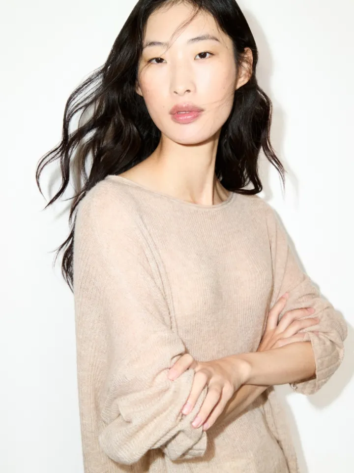 Oversized cashmere-blend jumper - beige