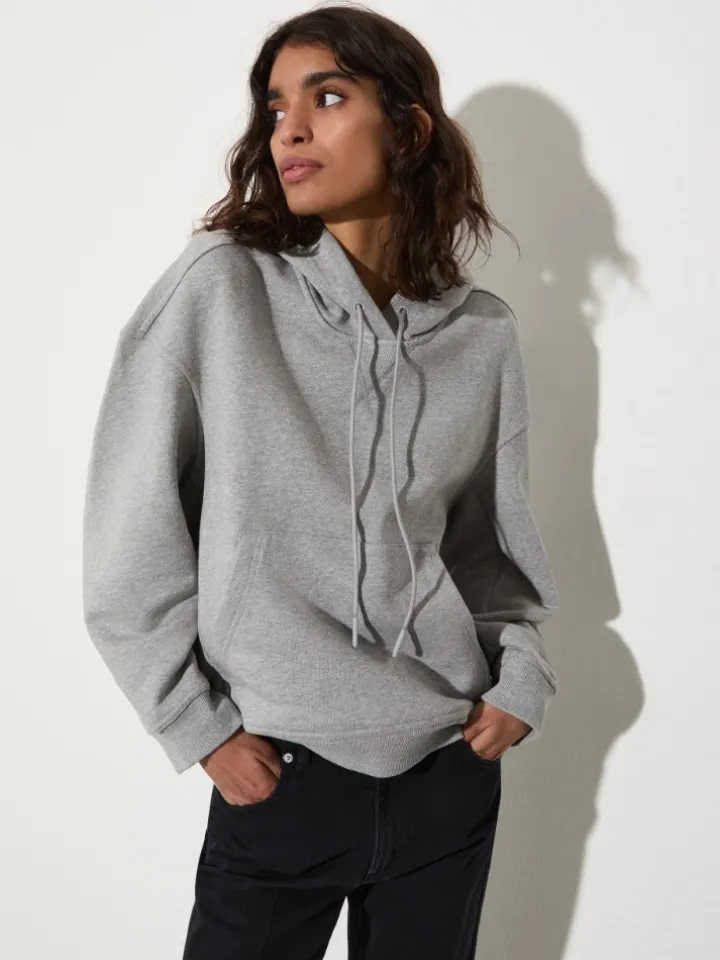 Oversized cotton-fleece hoodie - melange grey
