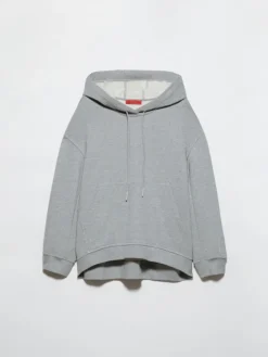 Oversized cotton-fleece hoodie - melange grey