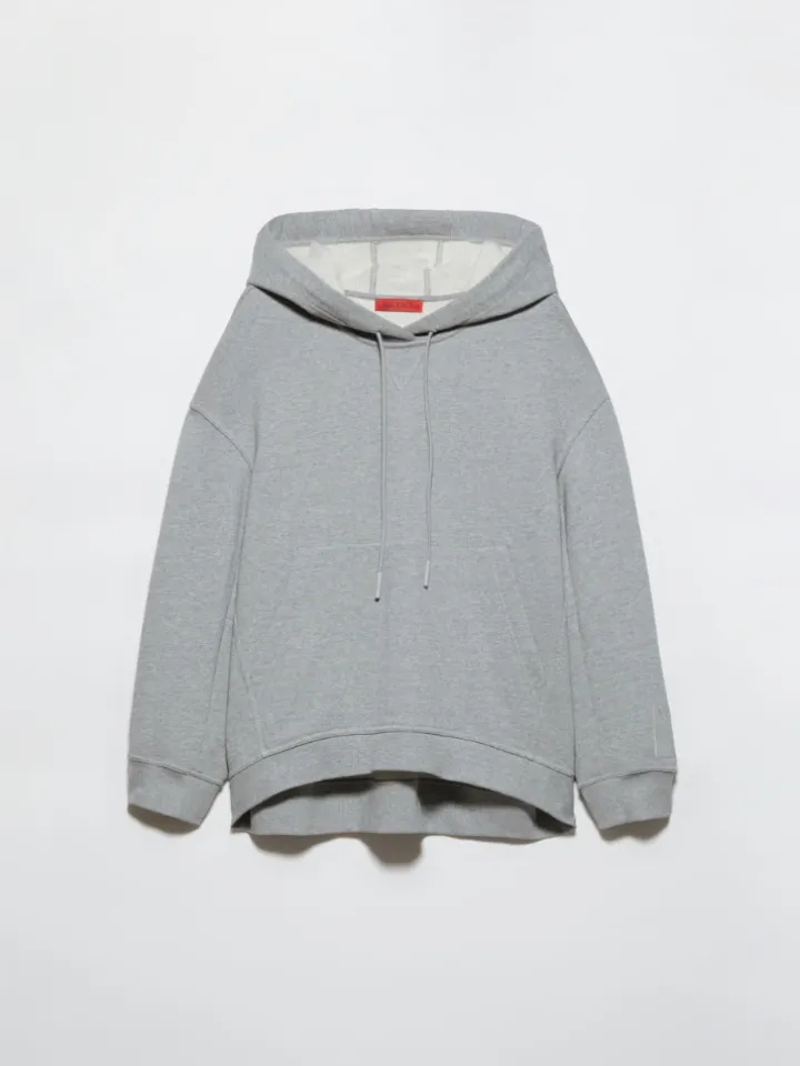 Oversized cotton-fleece hoodie - melange grey