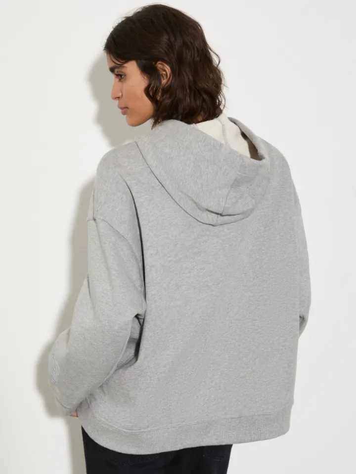 Oversized cotton-fleece hoodie - melange grey