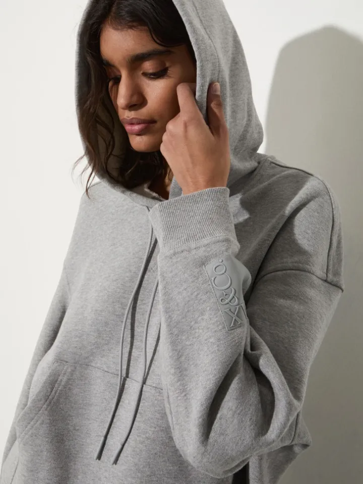 Oversized cotton-fleece hoodie - melange grey