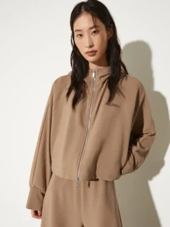 Oversized cropped sweatshirt - mud