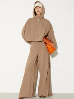 Oversized cropped sweatshirt - mud