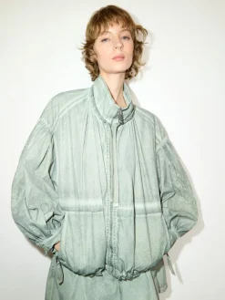 Oversized nylon bomber jacket - jade