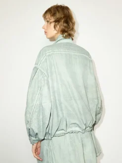 Oversized nylon bomber jacket - jade