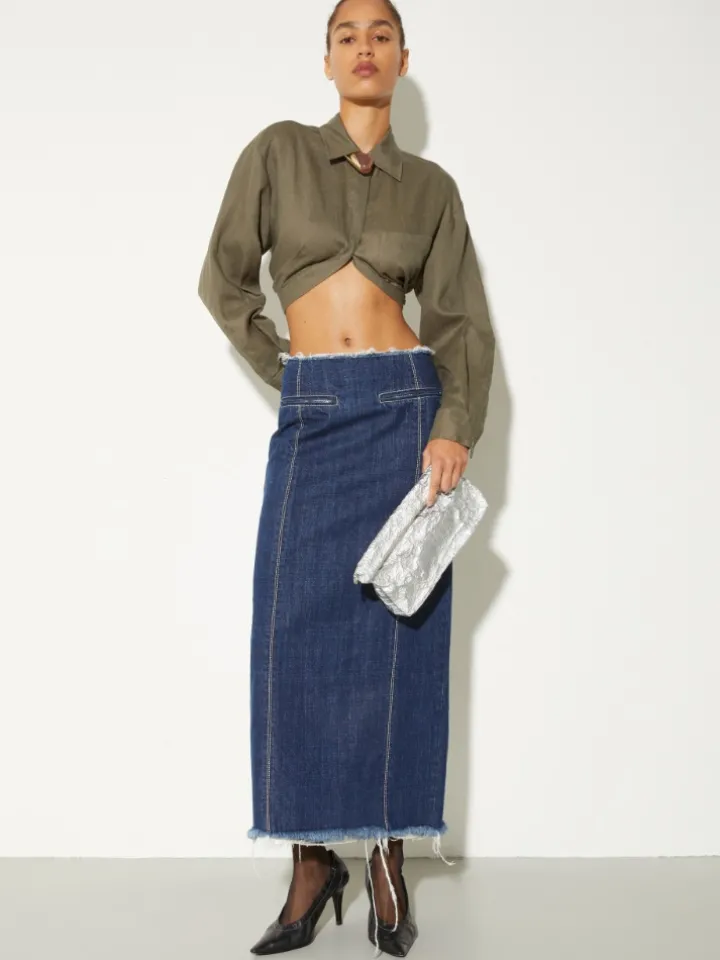 Oversized pure linen shirt - kaki