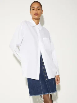 Oversized pure linen shirt - white