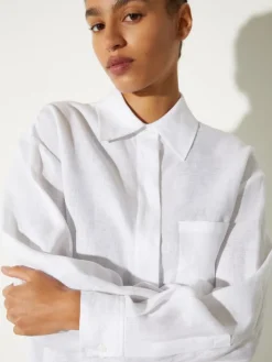 Oversized pure linen shirt - white