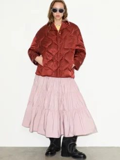Padded shacket - dark red