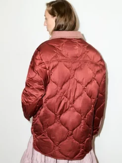 Padded shacket - dark red