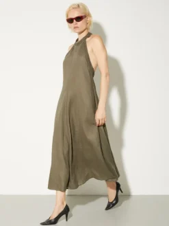 Passementerie linen dress - kaki