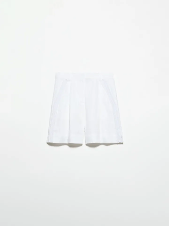 Passementerie linen shorts - white