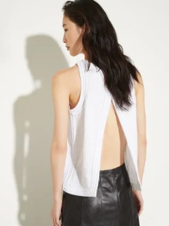 Passementerie linen top - white