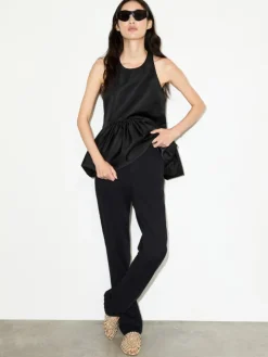 Peplum duchesse satin top - black