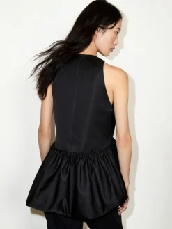 Peplum duchesse satin top - black