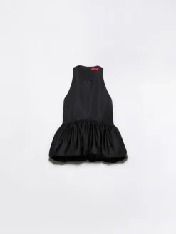 Peplum duchesse satin top - black