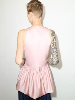 Peplum duchesse satin top - pink