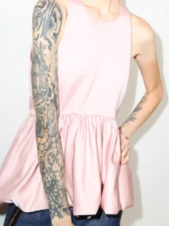 Peplum duchesse satin top - pink