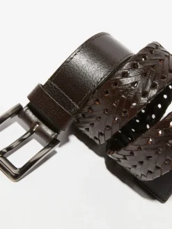 Perforated leather belt - chocolate