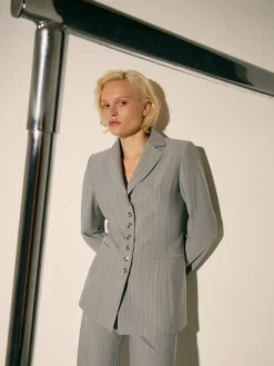 Pinstriped blazer Sami Miró &Co.llaboration - grey
