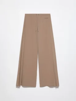 Pleated cotton-fleece joggers - mud