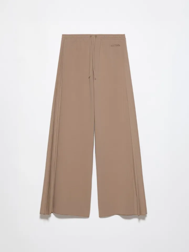 Pleated cotton-fleece joggers - mud