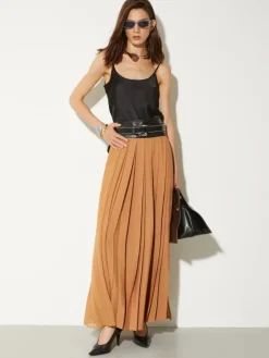 Pleated georgette maxi skirt - amber