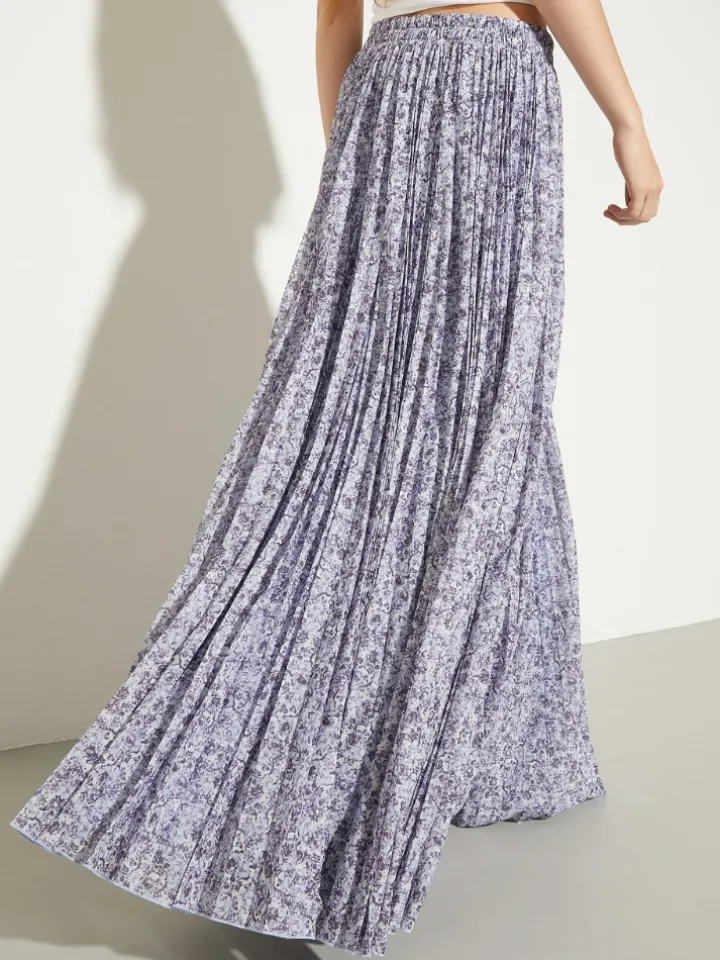 Pleated jersey circle skirt - aubergine
