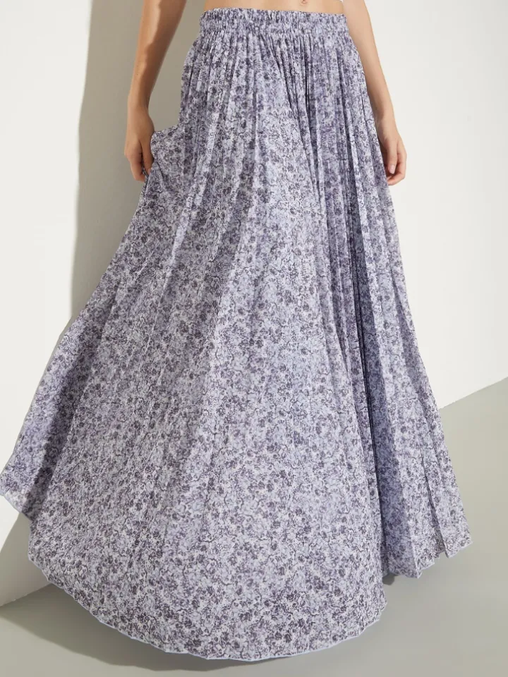 Pleated jersey circle skirt - aubergine